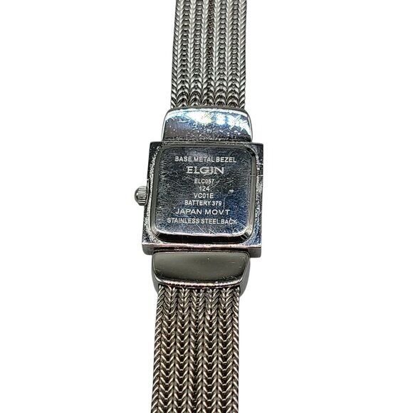Elgin Ladies Heirloom Quartz Watch Silver Mesh Band Crystal 18mm Rhinestone Dial - Picture 13 of 16